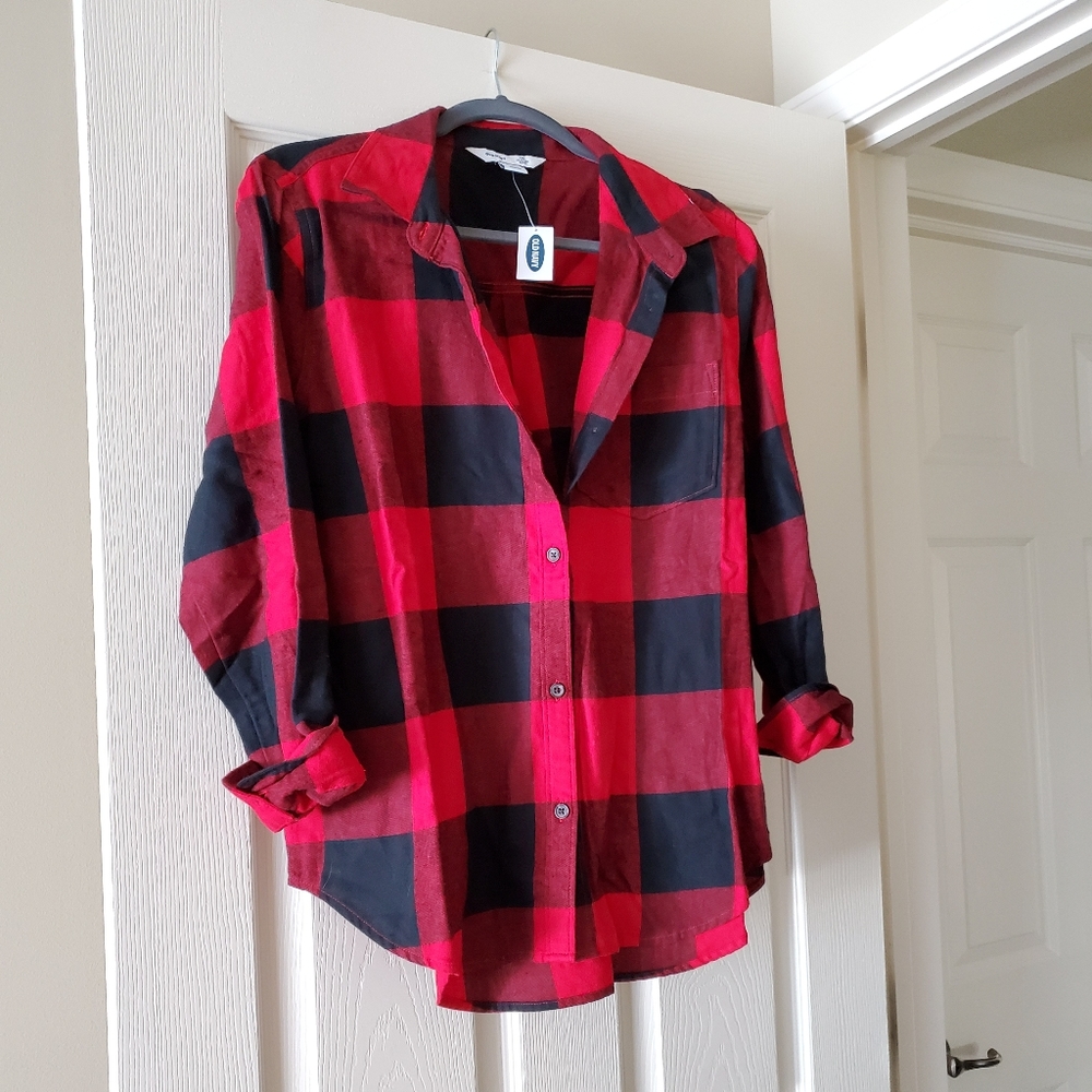 Old Navy "The Classic Shirt" red & black sz PL NWT